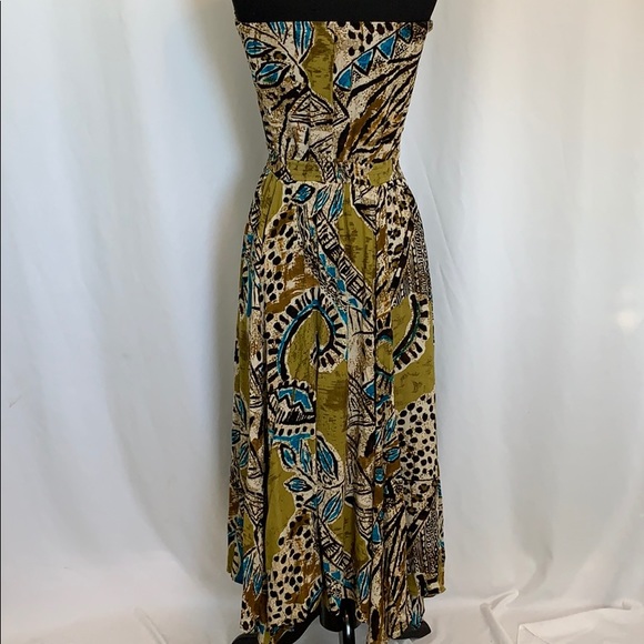 Strapless Maxi Tropical Print Size 6 - Picture 3 of 4